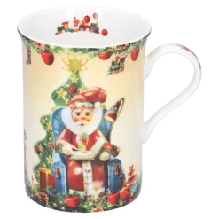 Tischdeko-Porzellan-Tasse "Weihnachtsmann im Sessel"