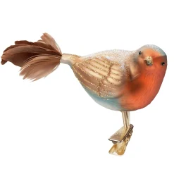 Poesie in Glas Weihnachtskugeln Aus Glas|Weihnachtsbaum Deko-Rotkehlchen