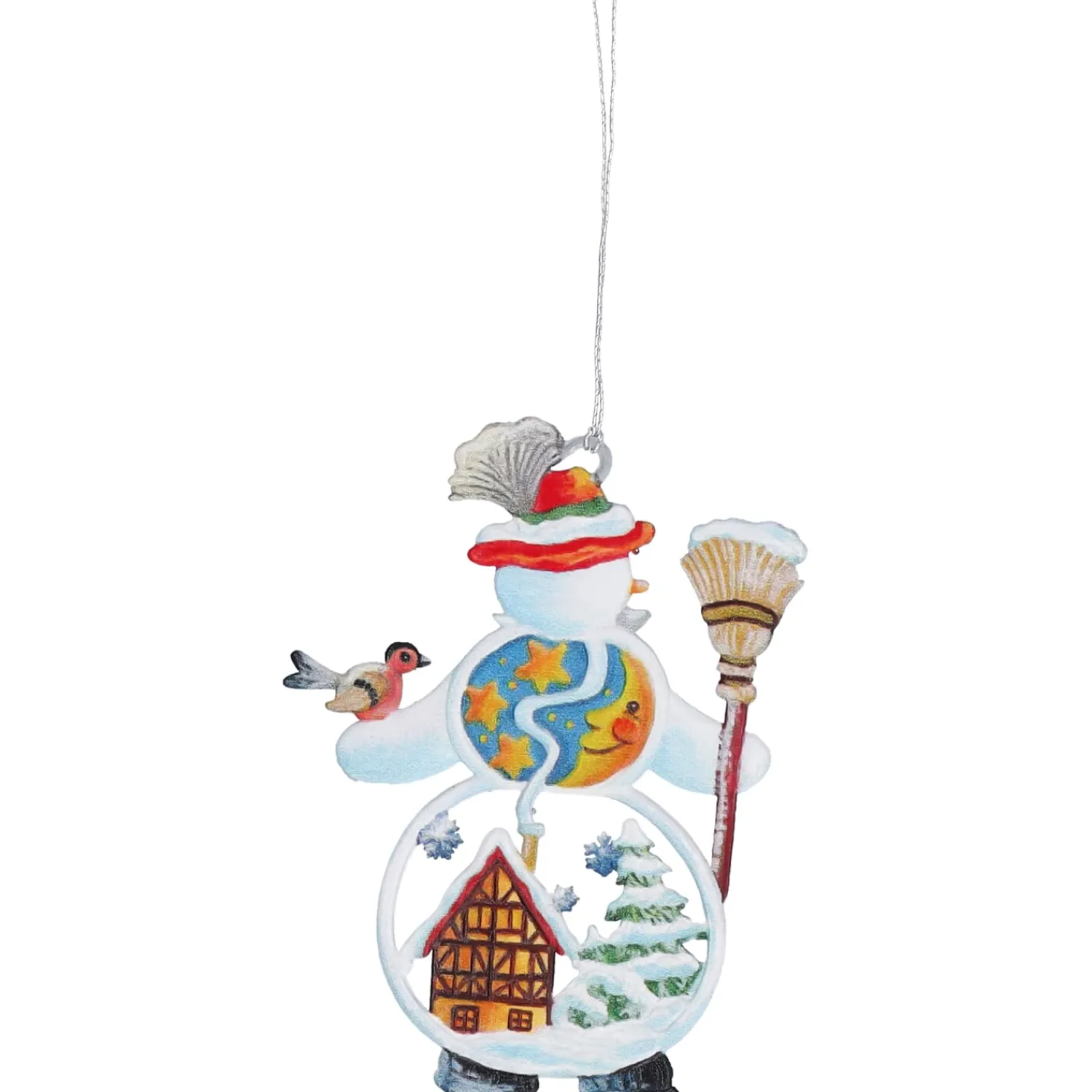 Käthes Original Baumschmuck Aus Zinn-Schneemann mit Bayerhut, Zinn-Baumbehang