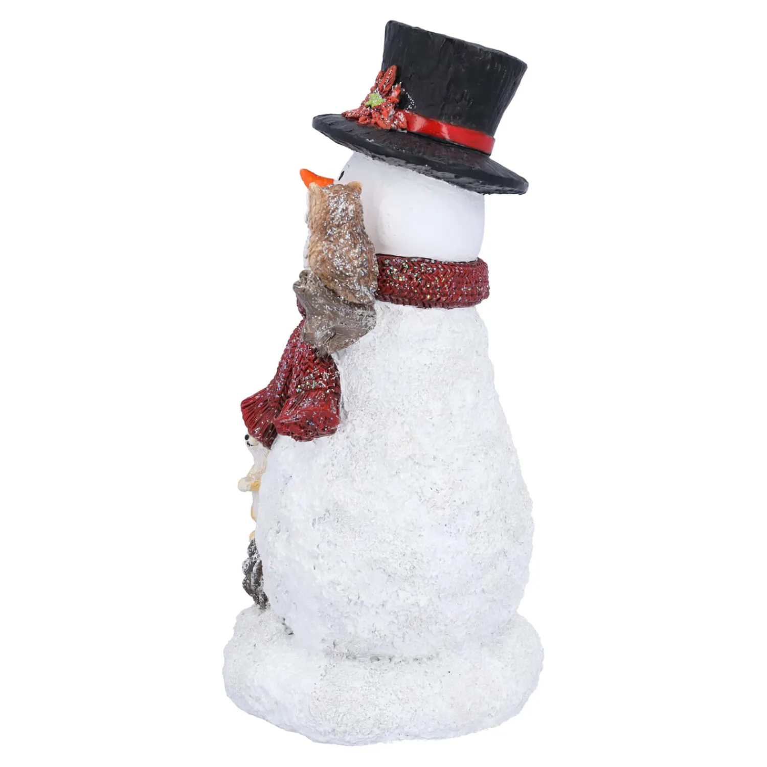 Standfiguren-Schneemann mit Eule und Eichhörnchen, LED