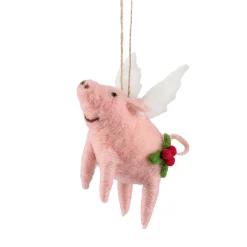 Baumschmuck Aus Filz-Schwein mit Flügel aus Filz