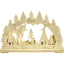 RATAGS Holzdesign Schwibbogen Weihnachten-Schwibbogen "Rehe in der Abenddämmerung", 230V mit USB A-Anschluss