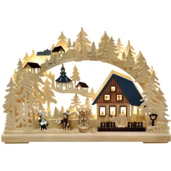 RATAGS Holzdesign Schwibbogen Weihnachten-Schwibbogen "Weihnacht in Seiffen", 115V mit USB A-Anschluss