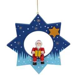 Käthes Original Christbaumschmuck Holz-Stern mit Weihnachtsmann