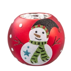 Kerzen & Teelichthalter-Teelichthalter "Schneespaß" rot