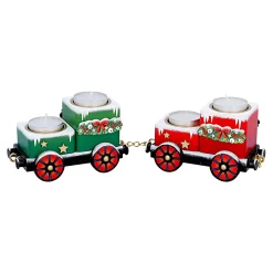 Käthes Original Kerzen & Teelichthalter|Räuchermänner-Teelichthalter "Waggons-Weihnachtsreise"