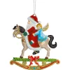 Käthes Original Baumschmuck Aus Zinn-Weihnachtsmann auf Schaukelpferd