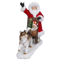 Standfiguren-Weihnachtsmann mit Hundeschlitten, Standfigur