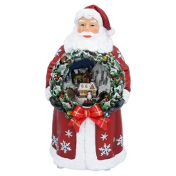 Spieluhr Weihnachten-Weihnachtsmann mit Kranz, Spieldose