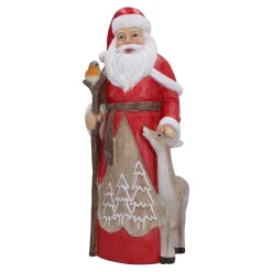 Nostalgische Weihnachtsdeko|Standfiguren-Weihnachtsmann mit Rehkitz