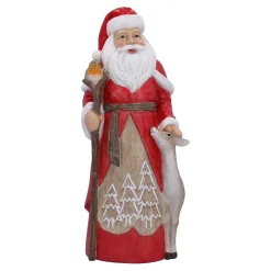 Nostalgische Weihnachtsdeko|Standfiguren-Weihnachtsmann mit Rehkitz