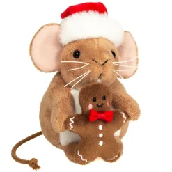 Hermann Teddy Plüschtiere-Weihnachtsmaus mit Lebkuchen, Plüschfigur