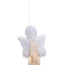 Käthes Original Christbaumschmuck Holz|Käthes Original Figuren-Weihnachtswichtel auf Schaukelpferd, weiß, Holz-Baumbehang