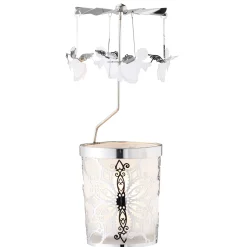 Kerzen & Teelichthalter-Windlicht-Karussell "Engel", silber