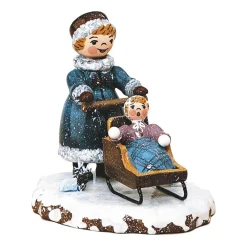 Hubrig Volkskunst Hubrig Miniaturen-Winterkinder Mädchen mit Kinderschlitten